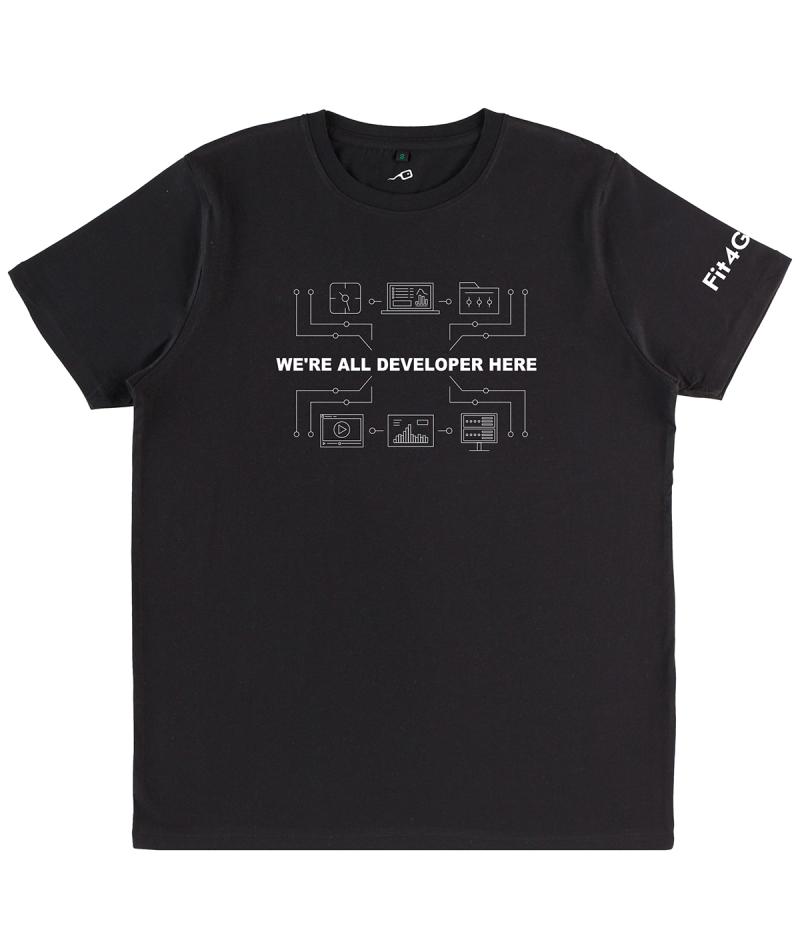 T-Shirt We're All Developer Here nera